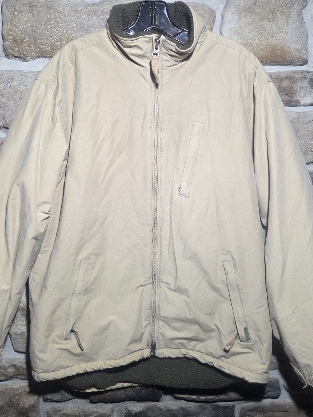 American Eagle Outfitters Men's Fleece Lined Full Zip Jacket Tan Size M Vintage